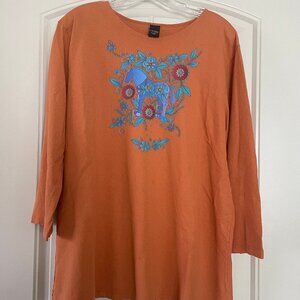 Sabaku Artwear Tee, 3/4 Sleeve, Women's Size Large in Copper